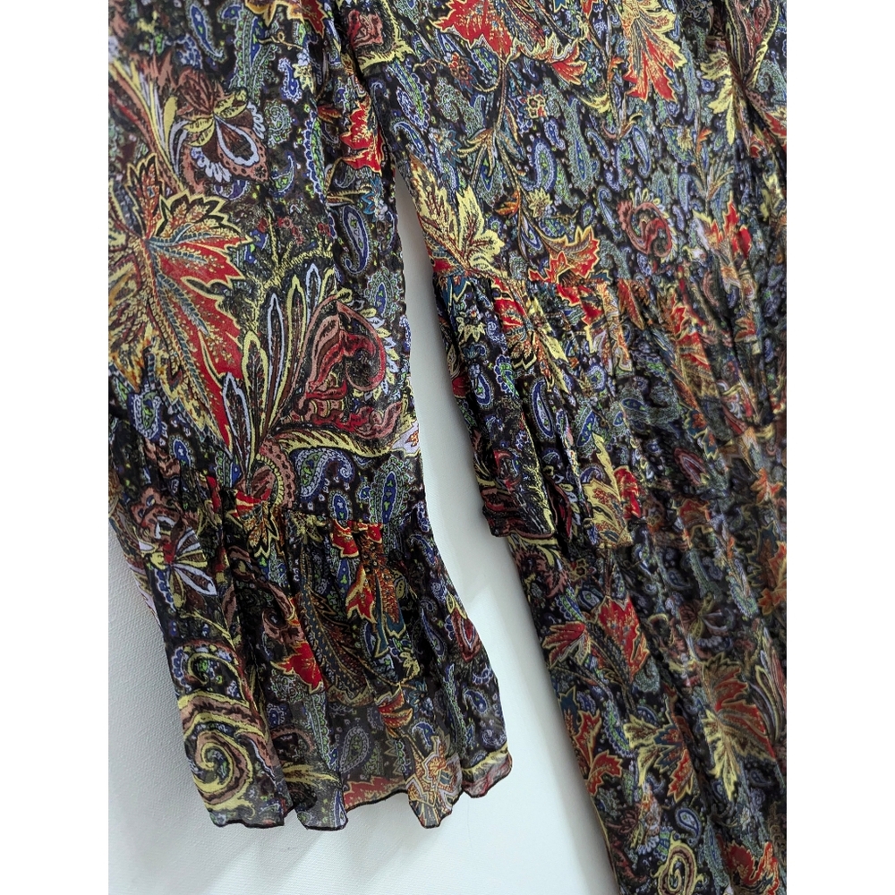 ZARA Long Oversized Ruffle Trim Printed Dress Women's Size XS-S - Picture 14 of 16